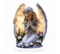 Figura de Ángel Acrílica 2D 12 x 20,5 cm, Decoración de Mesa | Ángel de oración en PMMA, decoración navideña para el hogar y regalo de ángel, 12 x 20,5 cm