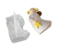 Figura de ángel con textura de silicona para adornos hechos a mano, decoración navideña y proyectos de arte creativos, molde para niña