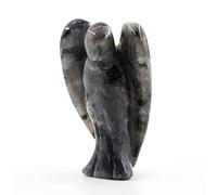 Figura de ángel de cristal tallada a mano, con piedras preciosas naturales de bolsillo, para la paz, el amor, la buena suerte y la curación de 1.5 pulgadas (larvikite)