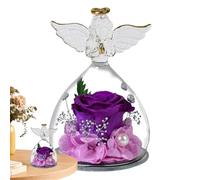 Figura de ángel de de 12 cm, de Rosa preservada, Elegante Estatua de, Adorable Flor romántica para Mujer, Boda, San Valentín, cumpleaños, decoración del hogar, Estante de