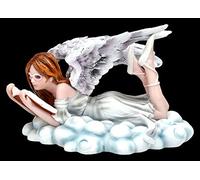 Figura de ángel de fantasía lee libro en la nube 13 cm | Estatua de hadas elfo - Sencillo celestial