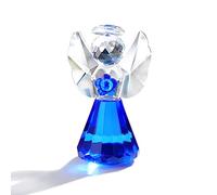 Figura de ángel de la guarda azul cristal con pequeña flor, regalo para mujeres y hombres, ángel de cristal, simpatía, decoración de Navidad coleccionable