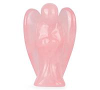 Figura de Ángel de la Guarda de Cuarzo Rosa - Ángel de Cuarzo Rosa de Cristal - Regalo de Gema de Amor y Sanación - Figura de Reiki de 3,8 x 1 cm para Meditación, Protección y Equilibrio Emocional