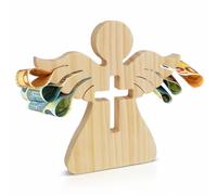 Figura de Ángel de Madera Decoración de Ángel de Madera Regalo de Bautizo para Niñas y Niños Ángel de Madera con Grabado Soporte de Madera para Dinero para Bautizo, Comunión, Confirmación, Boda