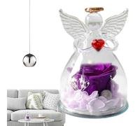 Figura de Angel, Flor preservada en Figuras de ángeles de Vidrio Regalos | Eternal Flower Gift para Navidad, Boda, Aniversario, cumpleaños, Acción de Gracias