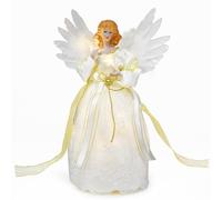 Figura de Ángel para Árbol de Navidad, Decoración de Interiores Con Alas de Plumas, 12.6 Pulgadas (Ángel Blanco)