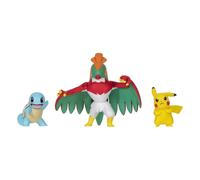 Figura de batalla de Pokémon Select: Pikachu, Squirtle y Hawlucha (7,5 cm)...