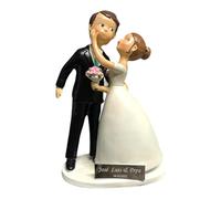 Figura de boda novios para tarta personalizada con Placa Grabada con nombres y fecha. Recuerdo de bodas figura pastel con nombres y fecha - Personalizala con un mensaje especial