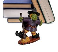 Figura de bruja de Halloween con escoba | Figuras de brujas sobre escoba decorativa - Adorno de oficina de colección para entrada, casa embrujada, gabinete de curiosidades,