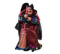 Figura de bruja de Halloween, escultura clásica con escoba, decoración para el hogar, jardín, lugar de trabajo, zona de fiesta