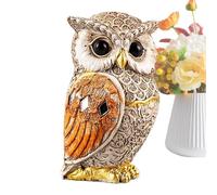 Figura de búho hecha a mano, estatua de animal de resina retro, decoración de jardín resistente a la intemperie, escultura decorativa para estanterías, armarios de TV y escritorios, decoración