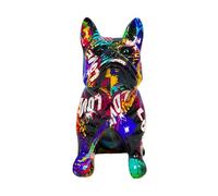 Figura de Bulldog Francés - Decoración de Resina Artesanal, Elegante Estatua de Animal | Escultura Colorida de Bulldog con Diseño Pop Art, Figura de Arte Decorativa para el Hogar, Estantería, Mesa,