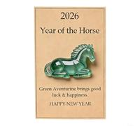 Figura de caballo acrílico de la suerte para 2026 que representa el movimiento dinámico equilibrado de energía y la ambición a tierra (jade estilo tarjeta)