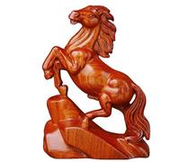 Figura de caballo de fuego, caballo de Año Nuevo chino, adorno de caballos tallados de madera de ébano para decoración de mesa en casa y oficina (rojo)