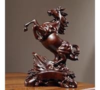 Figura de caballo de madera, estatua de caballo de estilo Feng Shui chino, escultura de animal del zodíaco, adorno de mesa para el hogar, símbolo de éxito, fuerza y prosperidad.(B,36x19x50CM)