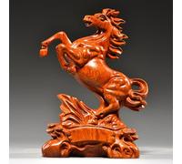 Figura de caballo de madera, estatua de caballo de estilo Feng Shui chino, escultura de animal del zodíaco, adorno de mesa para el hogar, símbolo de éxito, fuerza y prosperidad.(C,29x15x40CM)