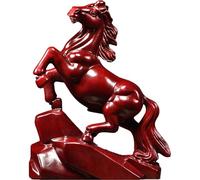 Figura de caballo de madera, estatua de caballo del Año Nuevo chino 2026, decoración de Feng Shui del zodiaco rojo para riqueza y buena suerte, escultura de animal para decoración de escritorio de