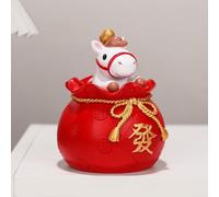 Figura de caballo de resina con bolsa M, adorno de escritorio del año del caballo para decoración de oficina en casa, estatua artesanal roja para coleccionistas (A)