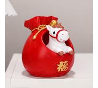 Figura de caballo de resina con bolsa M, adorno de escritorio del año del caballo para decoración de oficina en casa, estatua de artesanía roja para coleccionistas (C)