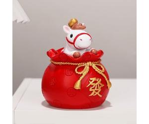 Figura de caballo de resina con bolsa M, adorno de escritorio del año del caballo para decoración de oficina en casa, estatua artesanal roja para coleccionistas (A)