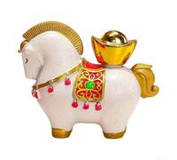 Figura de caballo de resina, giratoria, año nuevo chino, mascota del año del caballo, pintada a mano, color blanco, 8,1 x 4,2 x 7 cm, para decoración para escritorio de oficina para estantería amuleto