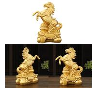 Figura de caballo dorado para decoración de oficina en casa o sala de estudio, dibujo de la herencia china para promover la positividad y la energía de crecimiento personal (caballo dorado)