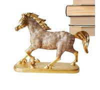 Figura de caballo Golden Wealth, escultura artística de caballo de resina, figura de caballo para decoración del hogar, estatua decorativa de caballo, regalo de escultura de caballo dorado, caballo de