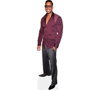 Figura de cartón de Romeo Santos (Purple Shirt) a tamaño Real - Decoración para Fiestas, cumpleaños y photocall - Soporte Plegable Incluido