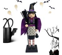 Figura de cascanueces de Halloween de madera, 35 cm, diseño de gato negro, bruja, escritorio, decoración de vacaciones, decoración de mesa para salón, dormitorio, escritorio, decoración de Halloween