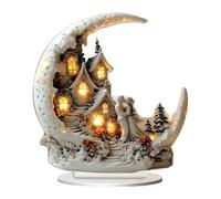 Figura De Castillo De Luna De Pareja - 18,5 X 20 Cm, Decoración Romántica, Escultura Acrílica Transparente, Obra De Arte De Amantes Con Elegante Diseño De Luna Y Exhibición De Patrones Delicados