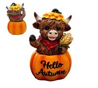Figura de , centro de mesa de resina para Acción de Gracias y otoño | Escultura de vaca otoñal | para interiores, hogar, sala de estar, dormitorio