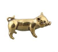 Figura de cerdo de latón, adorno de astrología china para decoración del hogar, escritorio, estante o exhibición de altar, metales de cobre puro, 1.3 x 0.67 pulgadas