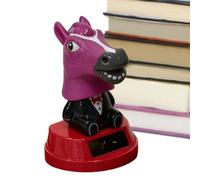 Figura de coche - Decoración de escritorio de cabeza de caballo con energía solar - Estatua de salpicadero de coche | para vehículo, camión, SUV, sedán, estante de escritorio, ventana, fiesta, oficina