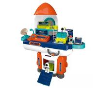 Figura de cohete y estación espacial 2 en 1