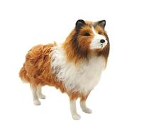 Figura de Collie áspero Realista de 13,8", Estatua de Perro de Piel sintética, decoración del hogar Hecha a Mano