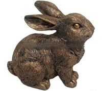 Figura de conejo de cobre vintage hecha a mano, estatua de conejo de resina retro de bronce para Pascua, primavera, jardín, adorno lindo conejo, pieza de mantel pequeña para decoración del hogar