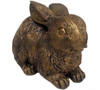 Figura de conejo de cobre vintage hecha a mano, estatua de conejo de resina retro de bronce para Pascua, primavera, jardín, adorno lindo conejo, pieza de mantel pequeña para decoración del hogar