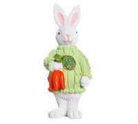 Figura de Conejo de para pascua en Resina Pintada a Mano - Adorno Decorativo para Primavera y Hogar - Estatuilla Pequeña 15x6.5cm(Green)
