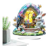 Figura de conejo de Pascua, decoración de huevos de conejito de Pascua, figura de conejo de dibujos animados de acrílico de mesa, herramienta de decoración temática de Pascua para armario, chimenea