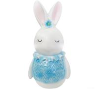 Figura de conejo de Pascua en resina para decoración del hogar de mesa, compatible con espacios llenos de luz e interiores de material natural (azul)