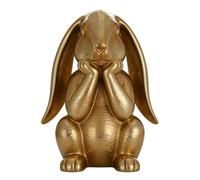 Figura de conejo de Pascua - Escultura de conejo pensante dorado, decoración de primavera para el hogar | Estante de mesa interior, repisa, mesa de comedor, entrada, sala de estar, granja, oficina, ex