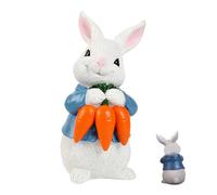 Figura de conejo - Resina hecha a mano, estatua linda del conejo de Pascua, decoración del hogar de primavera, figura decorativa en miniatura | Expositor festivo de la pieza central de la mesa