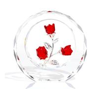 Figura de Cristal de Rosa roja con jarrón, Ramo de Flores, Regalo para Esposa, Novia, Mujer, Hecha a Mano, decoración de Mesa para el hogar, para el día de San Valentín, Aniversario de Boda