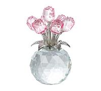 Figura de Cristal Rosa con florero, Flores de Ramo de Flores, Adornos de Flores para Esposa, Novia, Mujeres, decoración de Mesa Coleccionable para el hogar, día de San Valentín, Boda, Aniversario
