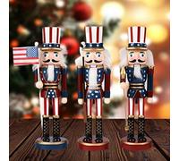 Figura de Cuento de Hadas de 25CM, Adornos Artesanales de Madera, Decoración Navideña, Figura Coleccionable, (Bandera)