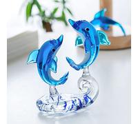 Figura de delfín de cristal, adorno de animales marinos, decoración de mesa para el hogar, pecera, manualidades, pisapapapeles para niños, regalo de Navidad, 6