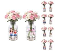 Figura de dibujos animados con nombre personalizado para papá, mamá e hija, jarrón de doble cara para decoración del hogar, jarrón de vidrio transparente para ramo decorativo personalizado para mi