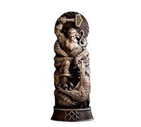 Figura de dioses nórdicos Thor, estatua de resina escandinava de la mitología vikinga, figura decorativa detallada de Thor del panteón nórdico, poderosa figura de dioses, decoración familiar, fans de