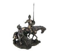Figura de Don Quijote y Sancho Panza a caballo en tono bronce de 13,75 pulgadas de StealStreet