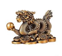 Figura de dragón de resina china Feng Shui adorno que representa poder y riqueza para el hogar y espacios de trabajo (bronce S)